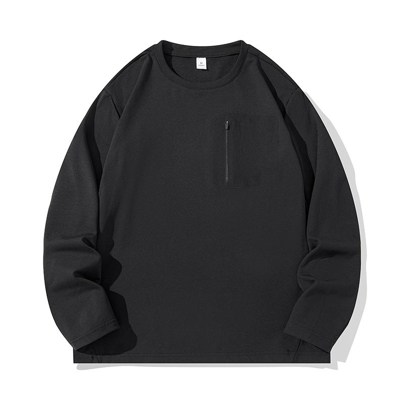 Solid Color Sweatshirt Men's Round Neck Long-sleeved T-shirt Autumn and Winter Bottoming Shirt Fashionable Casual Top