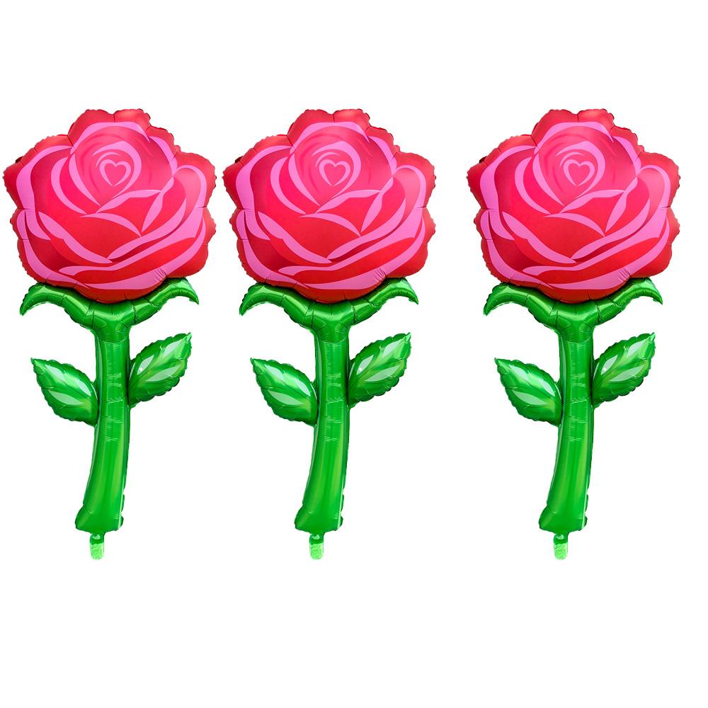 1 Artificial Rose Flower, 1 Large Rose Aluminum Foil Balloon, Suitable for Valentine's Day, Birthday Parties, Confession and Proposal, Wedd