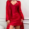Female Twinset Robe Set Nightgown Intimate Lingerie Sexy Bathrobe Nightdress Underwear Summer Loose Satin Sleepwear Lounge Wear