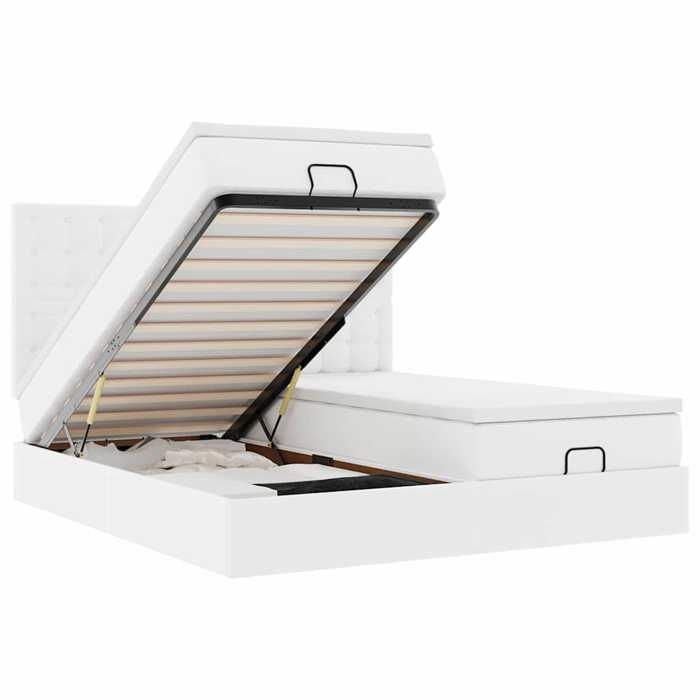 VidaXL Cadre de lit ottoman et matelas blanc pur 200x200cm similicuir, cadre de lit, cadre de lit rembourré, cadre de lit 3313660