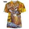 Sommeroverdeler Herre Dame Elg Elg Hjort Jakt Kamuflasje 3D All Over Printed Oversized Kortermet T-skjorte Kule Klær Topper