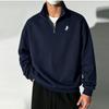 Günlük Erkek Yaka Fermuarlı Yarım Fermuarlı Sweatshirt, Hafif ve Nefes Alabilen Uzun Kollu Üst, Temel ve Çok Yönlü Sonbahar Üstü