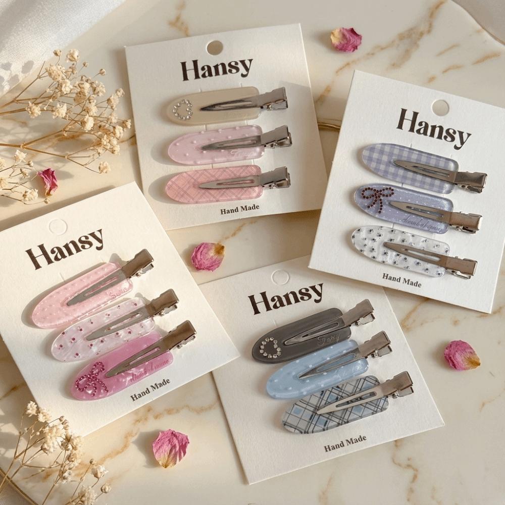 3 Pcs/set Transparent Polka Dot Hairpin Set Acrylic Side Bangs Clip Seamless Hair Clip Daily