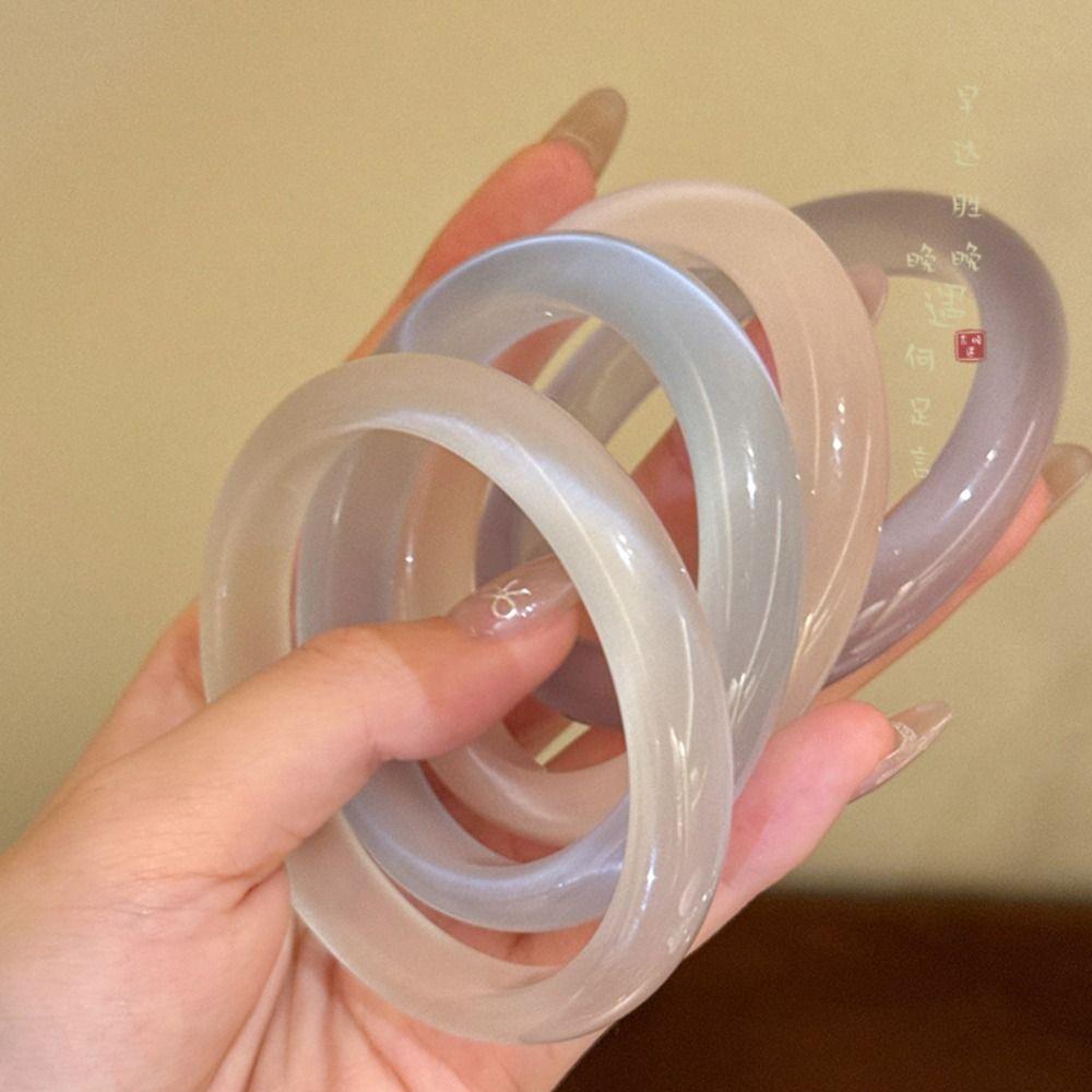 White Moonlight Circular Bracelet Round Retro Hand Ring Unique Chinese Style Bangle Women