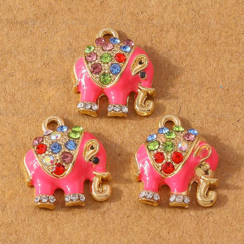 10pcs Enamel Crystal Rhinestones Animal Elephant Pendants Charms for Jewelry DIY Earrings Necklace Bracelet Accessories