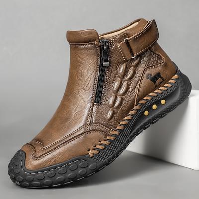 Botas de Cuero Hechas a Mano Clásicas para Hombre Moda Exterior Casual Botines Comodidad Slip-on Zapatos para Conducir Botas de Hombre