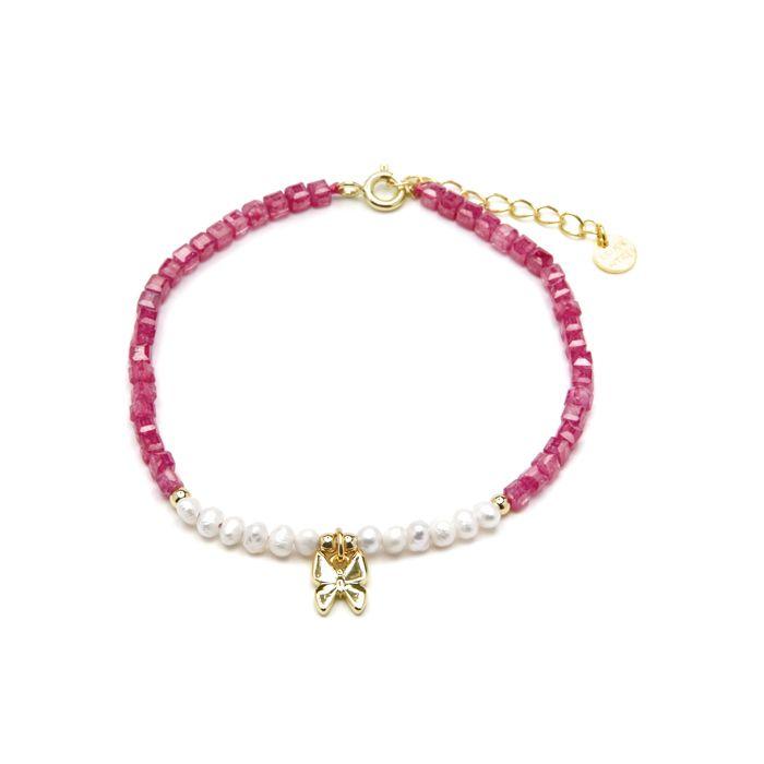 Bracelet - LUXENTER - Gamme Argent 925 - Argent sterling 925 - Or jaune 18k - Perle blanche