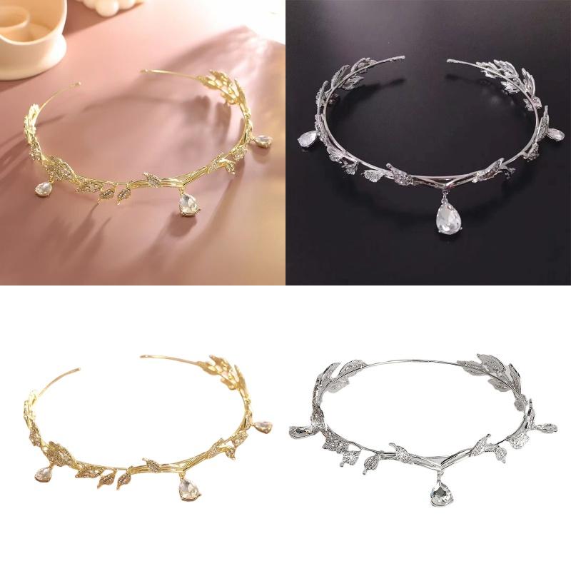 Elf Princess Crown Crystal Forehead Jewelry Headdress For Wedding Party