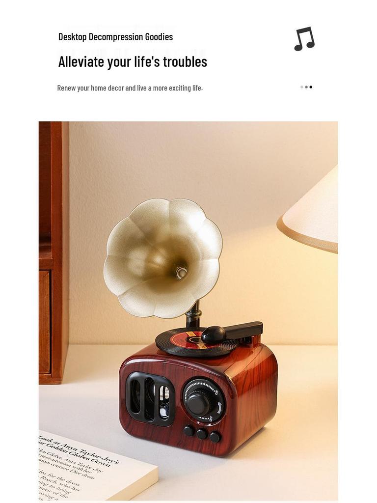 Retro Gramophone-Style Music Box: Nostalgic Desktop Ornament for Living Room or Bedroom Decor