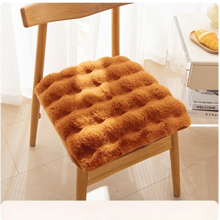 Chair Cushion, Gradient Imitation Rabbit Fur Plush Chair Cushion, Pet Friendly Seat Cushion,Winter Thick Plush Dining Chair Cushion