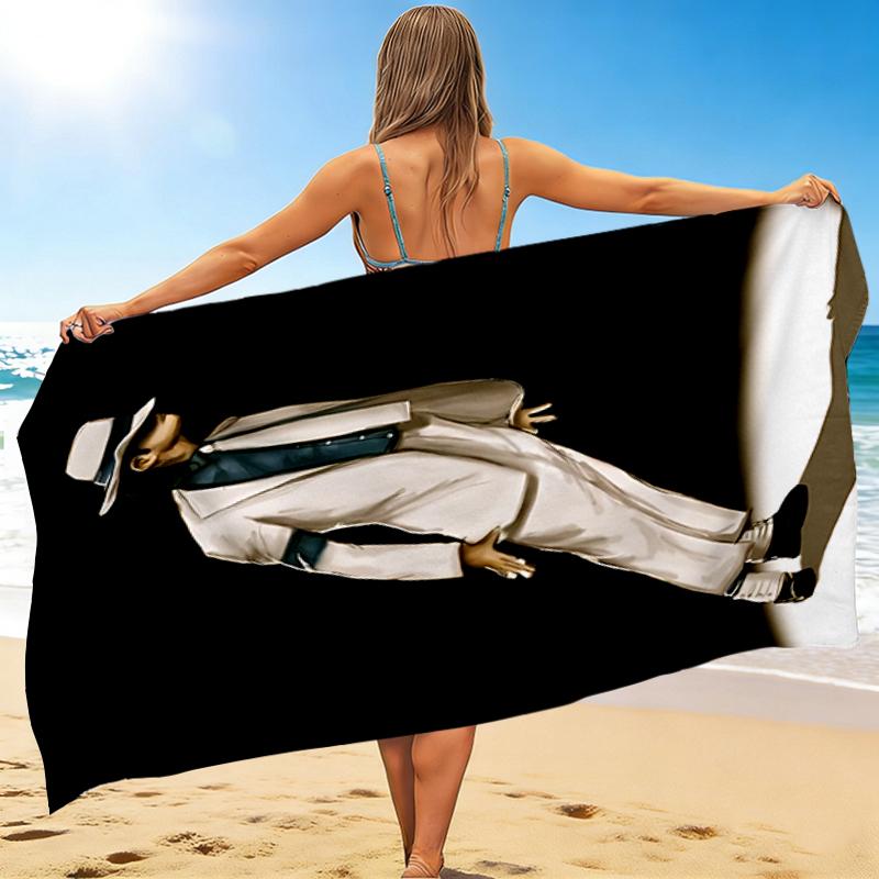 1Pc White Suit Beach Towel, Quick Dry, Multi-Use for Beach Pool Gym Yoga Home Travel, Christmas, Halloween, Xmas Gift M929258