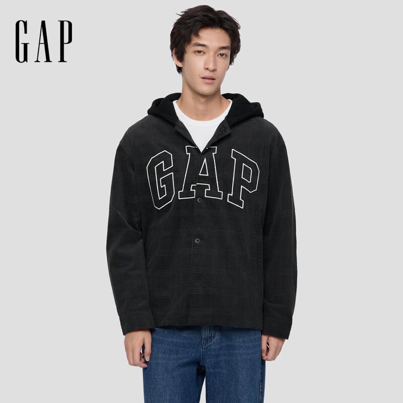 Gap Men's Fall 2025 Logo Plaid Corduroy Hooded Jacket