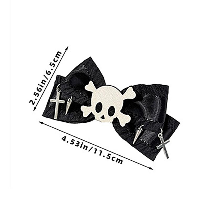 Skull Pass Ribbon Hair Fasteners Gothic Hair Accessories For Women Men Soft Woven Fabric Not Slip Hairpins For Daily Parties Festivals
