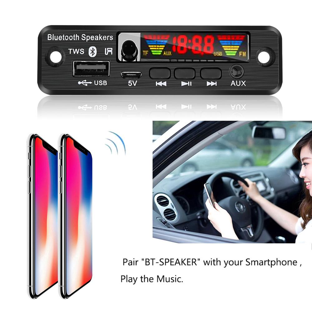 TWS MP3 Decoder Board 5V Bluetooth 5.0 Wireless Audio Module Color Screen Support APE USB AUX TF FM Radio For Car Accessories