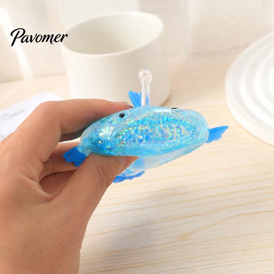 Glitter Stress Ball Lantern Fish Sugar Clear Sea Squeeze Fidget Toy Soft Stretch Anxiety Relief Sensory Hand Relaxation Tool Elastic