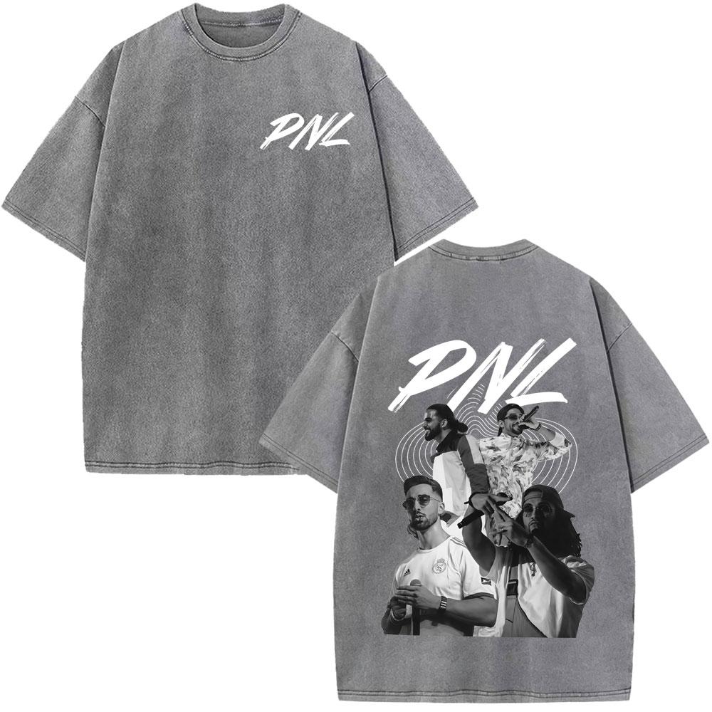 French Rapper Pnl Album Merch Graphic Tshirt Le Monde Chico Tshirt Unisex Unisex Fashion Hip Hop Oversized Vintage Washed Tshirts