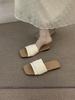 French evening red one-word slippers women's shoes wear 2025 summer vacation beach with skirt sandals