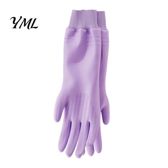 Reusable Rubber Gloves Fleece Lined Dishwashing for Housework, Waterproof PVC Cleaning Gloves, Anti-slip Thermal Kitchen Grip Warm Velvet Lining