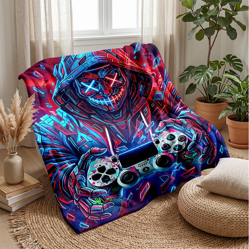 Neon Gaming Controllers Theme blanket Lightweight Warm Flannel Blanket Decorative Throw Blanket for Home Decoration