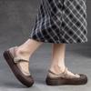 Johnature Flache, flache Schuhe im Retro-Stil aus echtem Leder, vielseitige, bequeme Damenschuhe mit dicker Sohle