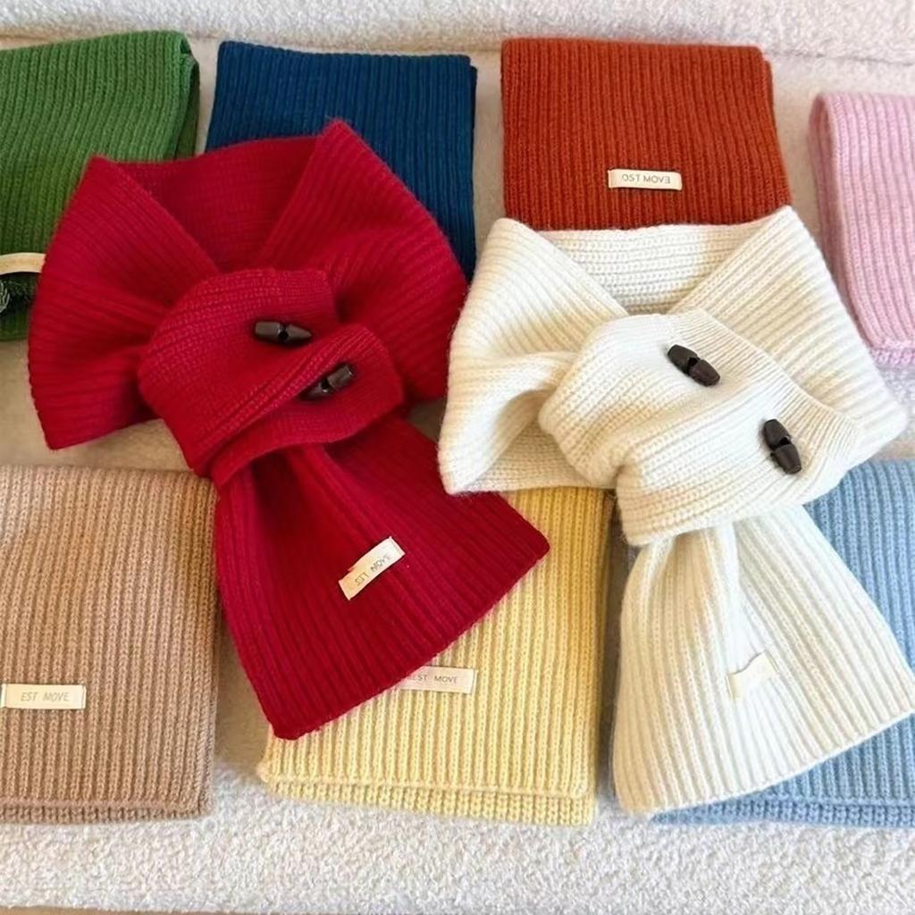 Wool Knitted Winter Scarf For Women Warm Cashmere Scarves Neckchief Solid Lady Shawl Wrap Female Pashmina Bufanda