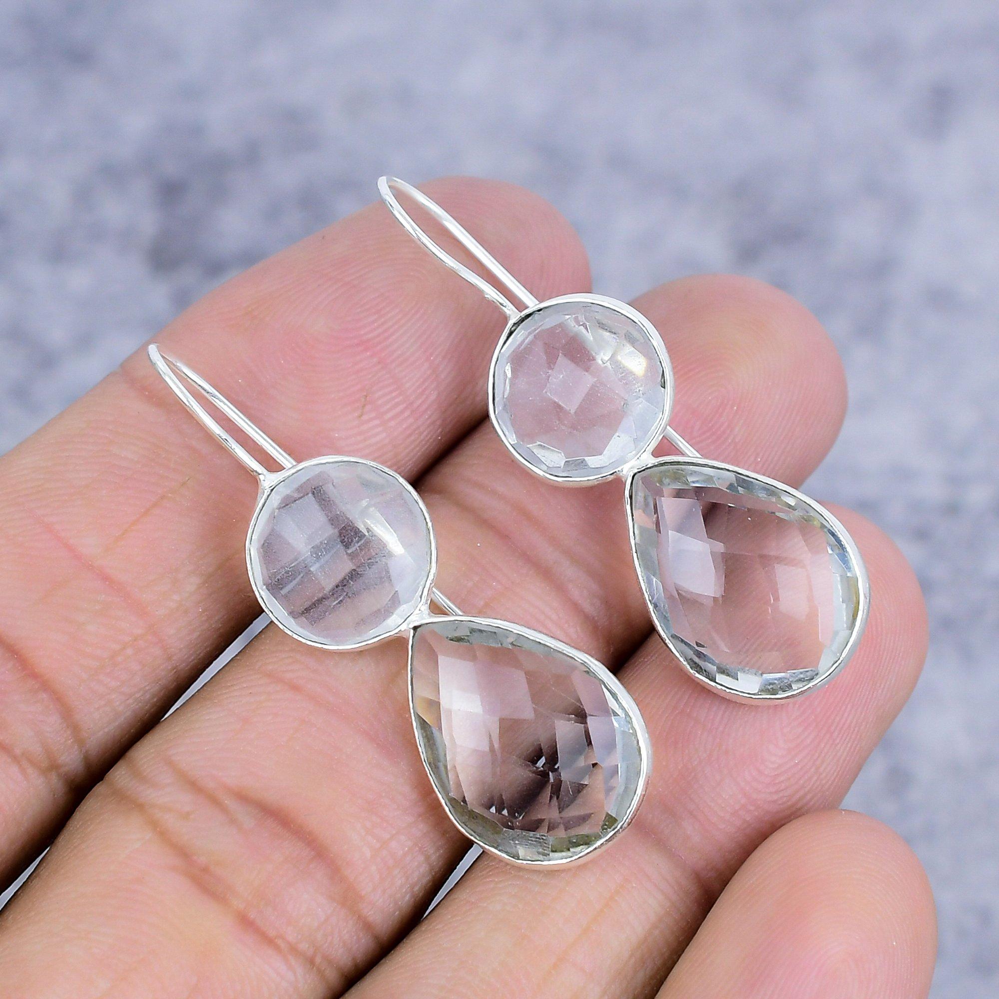 

White Topaz Gemstone Handmade 925 Sterling Silver Jewelry Earring 1.77 M-2629