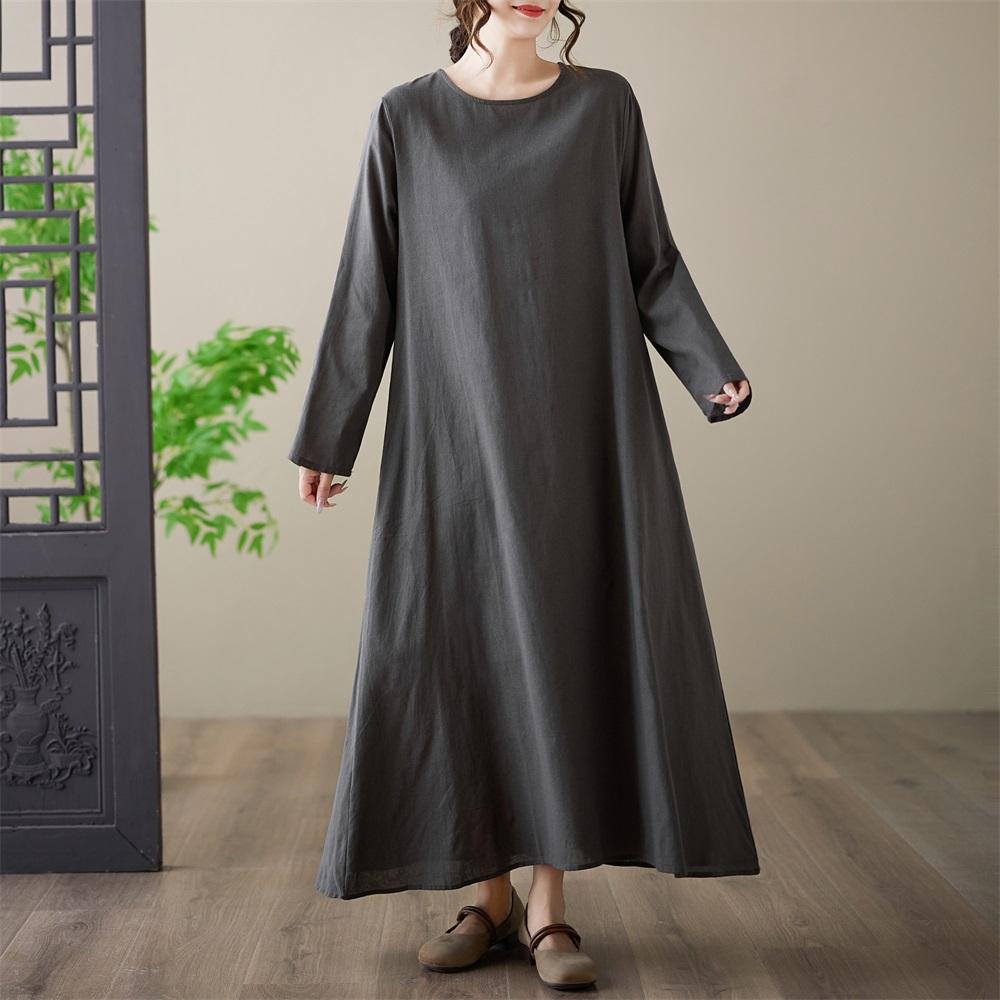 

Платье женское повседневное свободное хлопковое винтажное с цветочным принтом больших размеров с длинным рукавом новинка XXXL