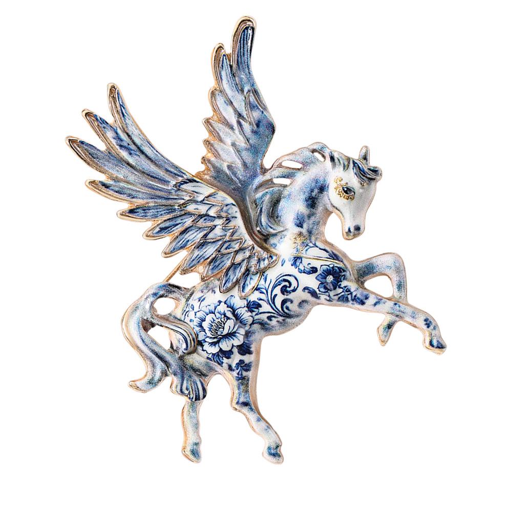 Luxury Enamel Pegasus Brooch: Mythical Horse Pin for Men