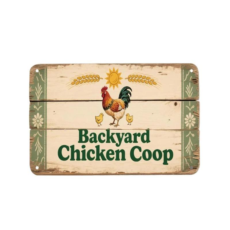 Vintage Funny Chickens Metal Sign 20x30cm, Farmhouse Kitchen Coop Decor