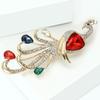 Luxury Peacock Crystal Brooch For Women Gold Tone Rhinestone Peacock Pin With Colorful For Coat Dress Party Wedding Jewelry