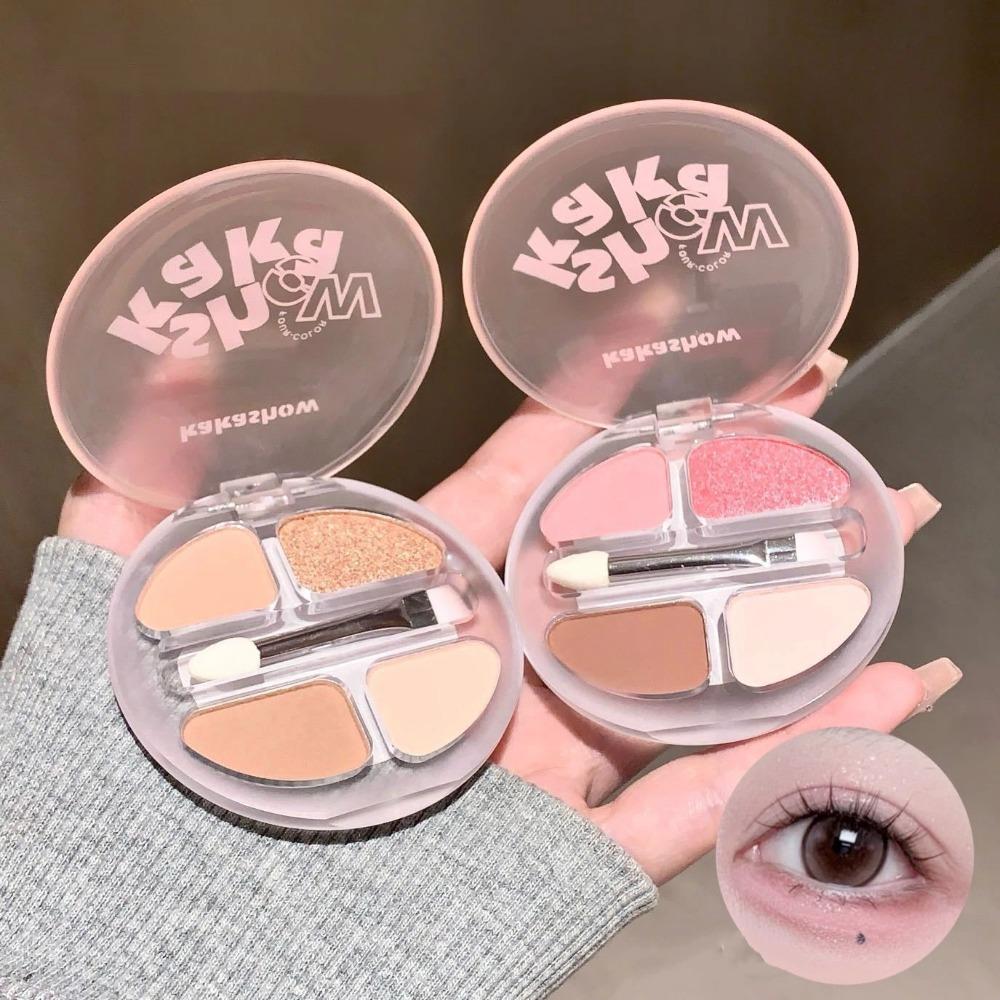 4 Colors Shimmer Matte Eyeshadow Palette Nude Rose Pink Glitter Pigment Eye Shadow Lasting Waterproof Makeup Palette with Brush