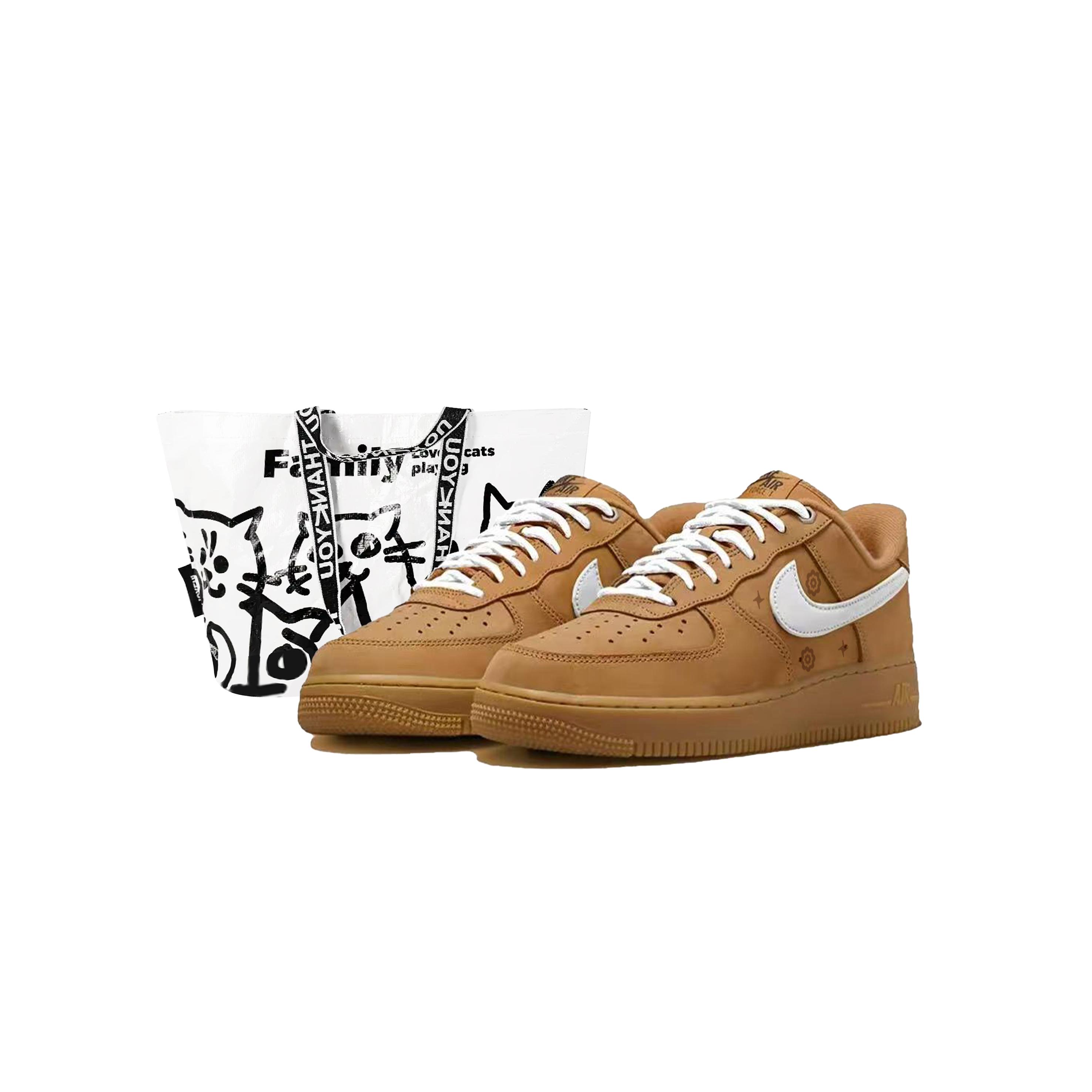 

Nike Air Force 1 White Gourd Flower Slip Resistant Abrasion Resistant Low top Skateboard Shoes Unisex Brown, White CJ9179-200(Team619-S-BOX) 43