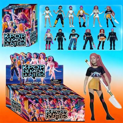 12 Pezzi/Set Kpop Demon Hunters Action Figure Scatola Cieca Giocattolo Derpys Tiger Rumi Mira Zoey Sussy Statuetta Bambola Per Fan Regalo di Compleanno