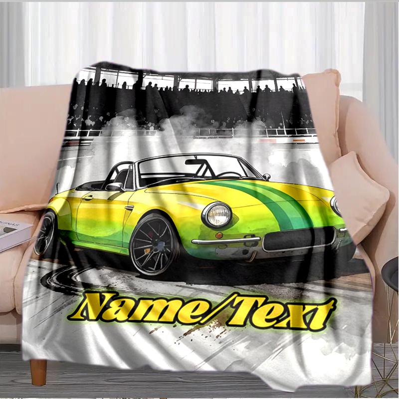 1PC Custom Name Car Track outdooor Flannel blankets Throw Blanket All-Season Throw Gift Bedspread for Couch, Bed, Camping Holiday Birthday gift