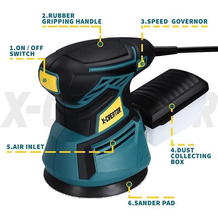 Ponceuse excentrique filaire - X-CREATOR - Réf XCOS350A - 450w ponceuse rotative électrique[80]