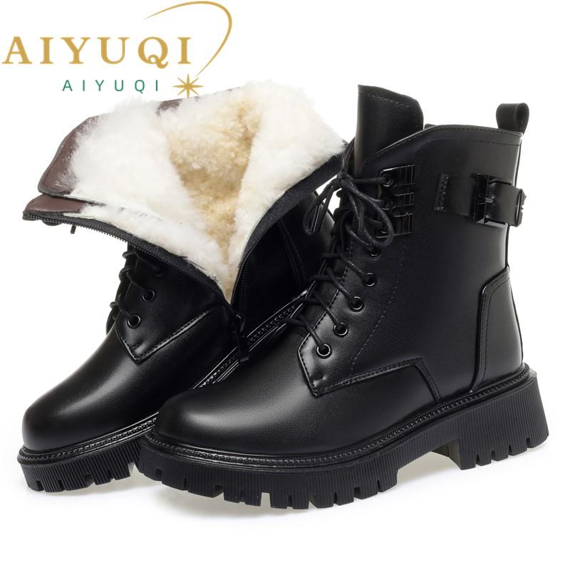 Fashion AIYUQI Women Ankle Boots 2025 Winter New Wool Warm Women Motorcycle Boots Anti-slip Large Size 41 42 43 Women's Snow Boots