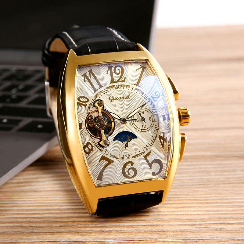 UTHAI M14 Fashionable Wine Barrel Men Watch Tourbillon Automatic Mechanical Watch Business Clock Giftwatches for Man