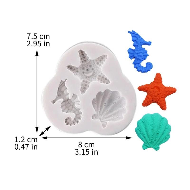 Cake Tool Seahorse Mould Silicone Mold Cake Fondant Decorating Shell Conch Starfish Chocolate Moulds DIY Kitchen Baking Bakeware