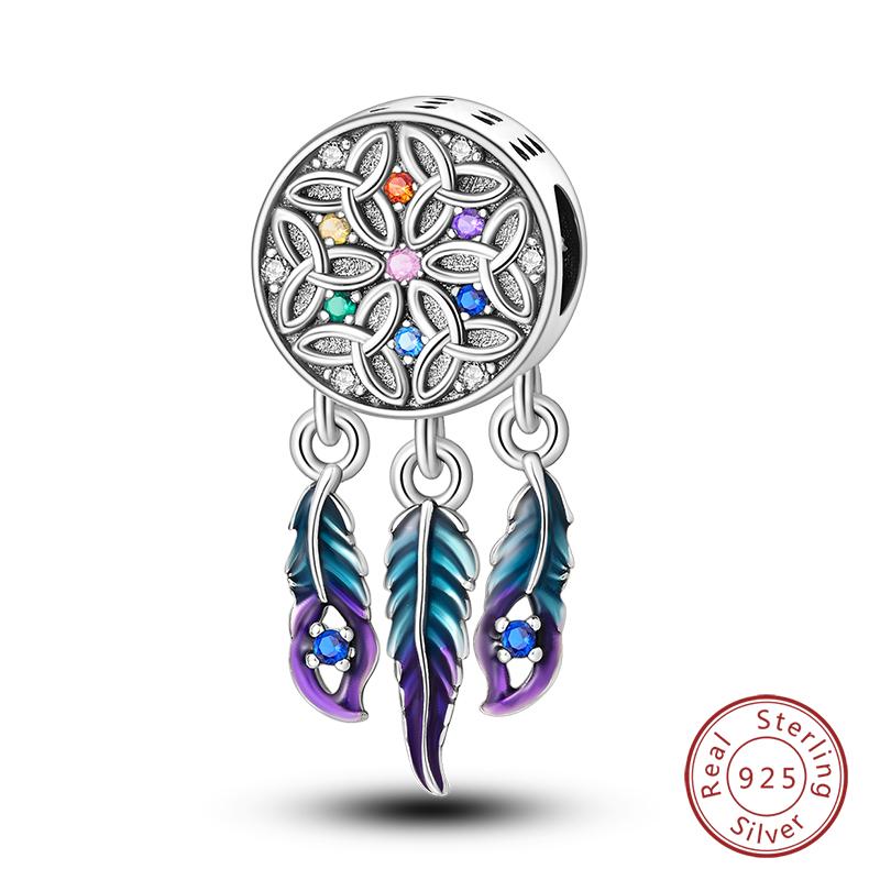 Copper Colorful Luminous Lotus Butterfly Dream Catcher Charms Beads Fit Qikaola Original Bracelets Diy Jewelry