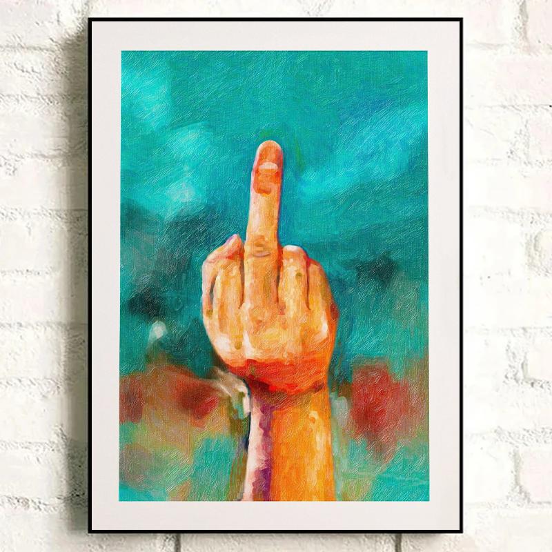 

Quirky Humorous Funny The Finger Art Posters Prints Canvas Printing Vintage Wall Art Picture for Living Room Home Decor Gifts 21X30CMNo Framed