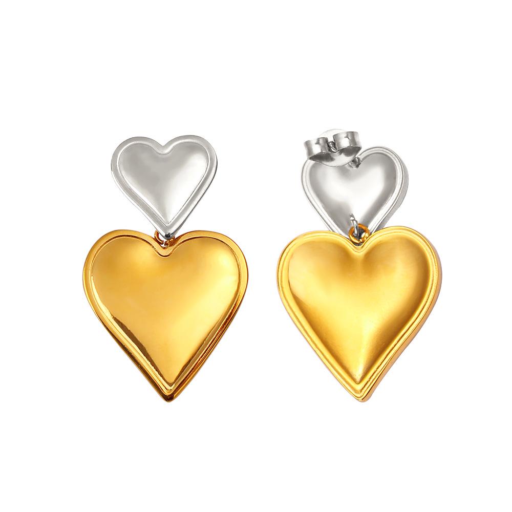 European Retro 18k Gold-Plated Heart Earrings - Simple  Fashionable Design