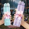 1PC Pink Plumeria Aloha Flower Print 750ml Color Plastic Sports Water Bottle Leakproof Flip Straw Lid Suitable for Sports Office Home Use