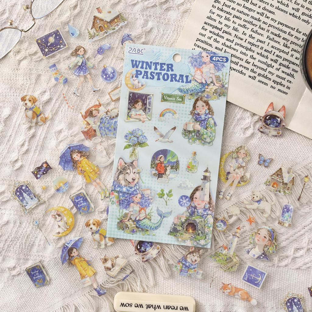 Yue Zhen Waterproof Character Stickers for Journals and Kids - PET Material