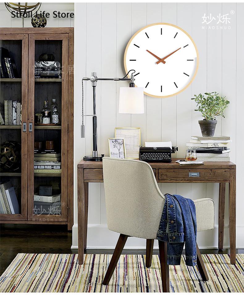 Large Soild Wood Wall Clock Modern Silent Wall Watches Home Decor Nordic Art Kitchen Clocks Bedroom Horloge Murale Gift FZ837