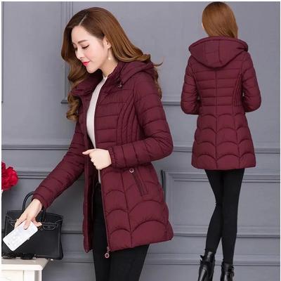 Winter Coat Women Fashion Middle Age Mother Slim Down Cotton Hooded Jacket Plus Size Casual Solid Warm Thick Outwear Parka