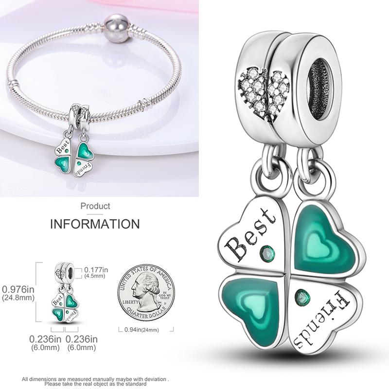 Neuer 925er Silber Kaktus Kleeblatt Anhänger Frühlingsgrüne Serie Perlenanhänger Für Original Perlenarmband DIY Schmuck