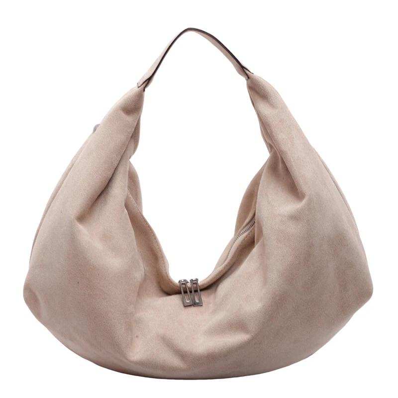 Vintage Suede Leather Large Capacity Tote Bag for Women Autumn Winter Shoulder Crossbody Bag
