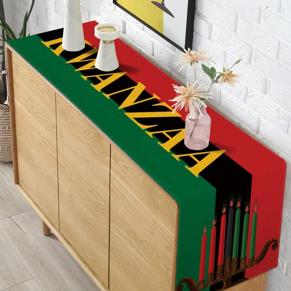 Kwanzaa Table Runner Kinara n n Table Decor n Heritage Holiday Kitchen Dining Room Home Decoration (13" x 72")