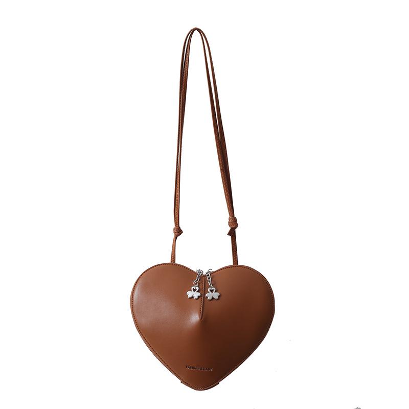 

2025 Стильная Универсальная Сумка-Кроссбоди через Плечо в Форме Сердца - Высокое Качество и Трендовая коричневый