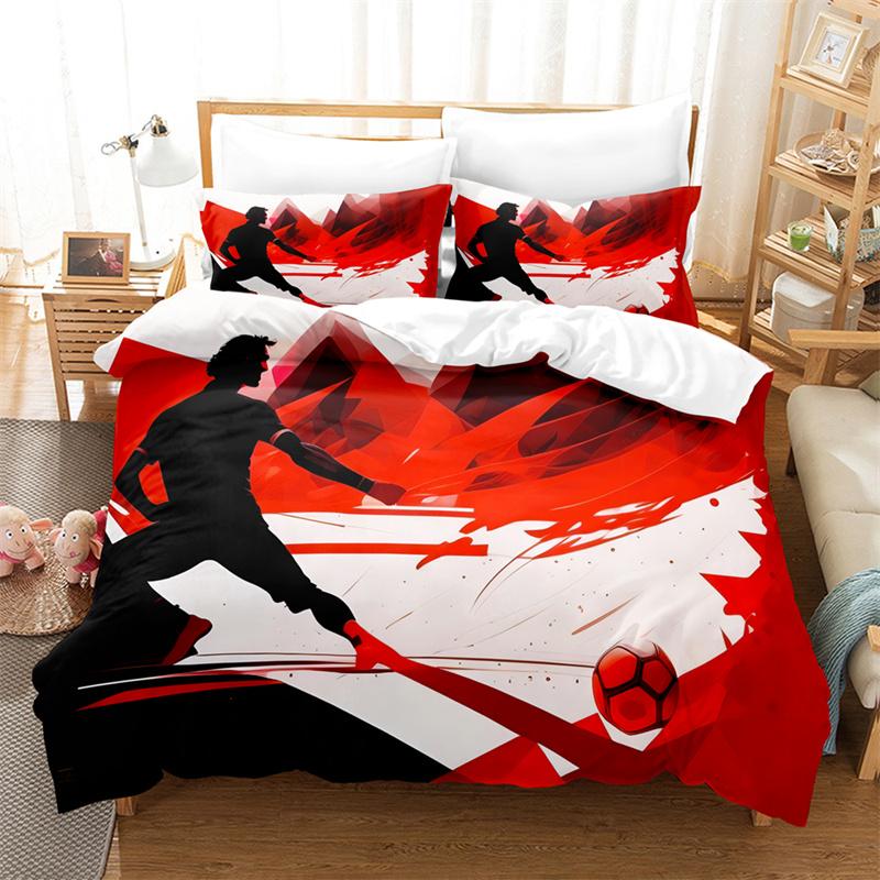 Football Bedding Set Boys Duvet Cover Ball-game Star Quilt Cover Room Gorgeous Competitive Sports Bedding Queen Duvet Cover Set